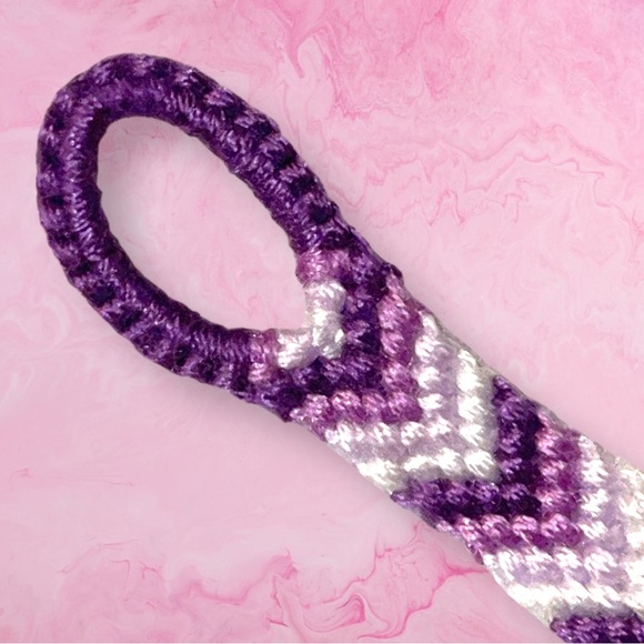 Purple Handmade Chevron Friendship Bracelet 90s Style Jewellery - Picture 2 of 4